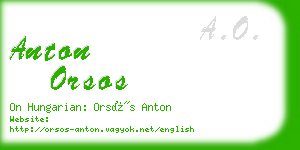 anton orsos business card